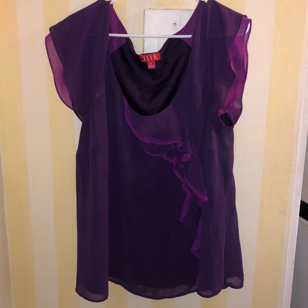 Purple ruffle front top